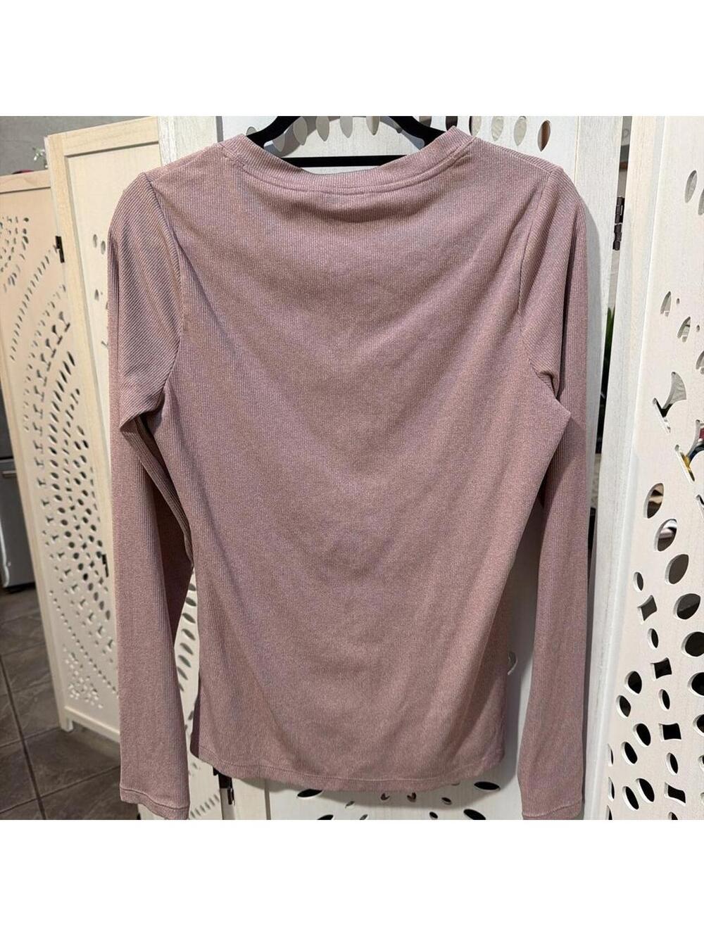 Athleta pink ribbed long sleeve top - Picture 3 of 3